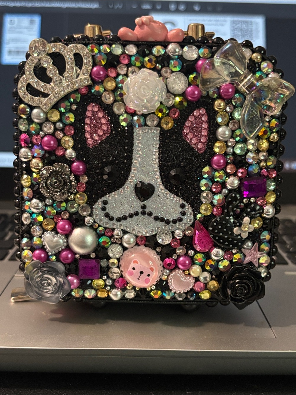Girls Blinged Doggie Jeweled Crossbody Bag
